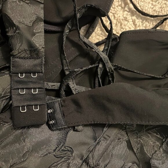 For Love and Lemons Faith Mini Dress M Black Floral Jacquard NWT - Picture 4 of 7